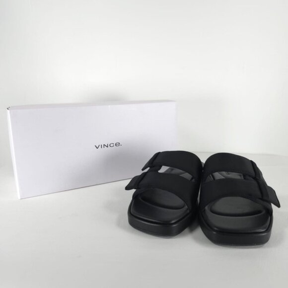 NWB Vince. RHODE-2B BLACK FB LEATHER UPPER & LINING Slide Sandal Size 8, 8.5, 9 - Picture 9 of 16